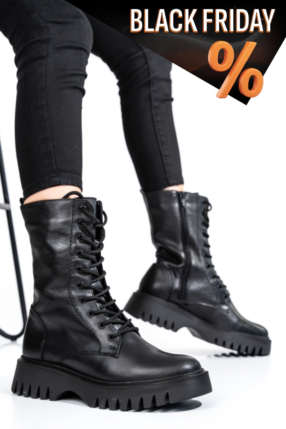 Fekete természetes bőr bakancs 2s7h32-052np