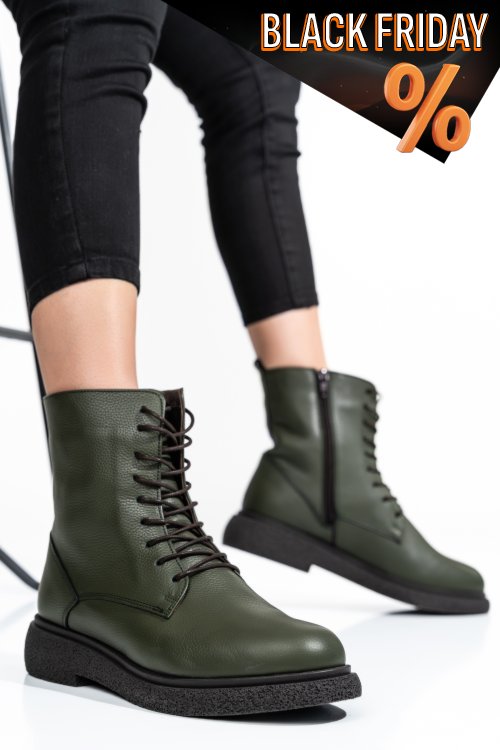 Khaki természetes bőr bakancs 2s7h32-002sfl