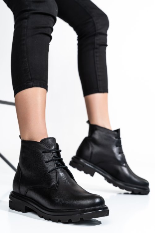 Fekete természetes bőr bakancs 2s7h32-004fl