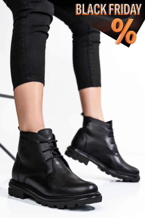 Fekete természetes bőr bakancs 2s7h32-004fl