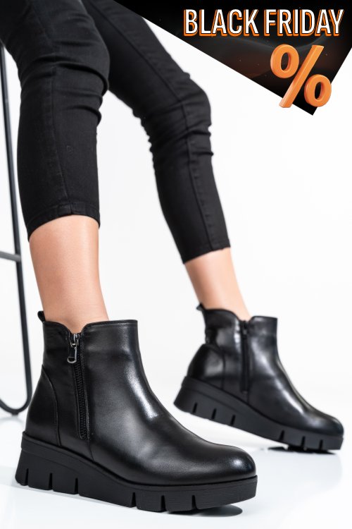 Fekete természetes bőr bakancs 2s7h32-023np