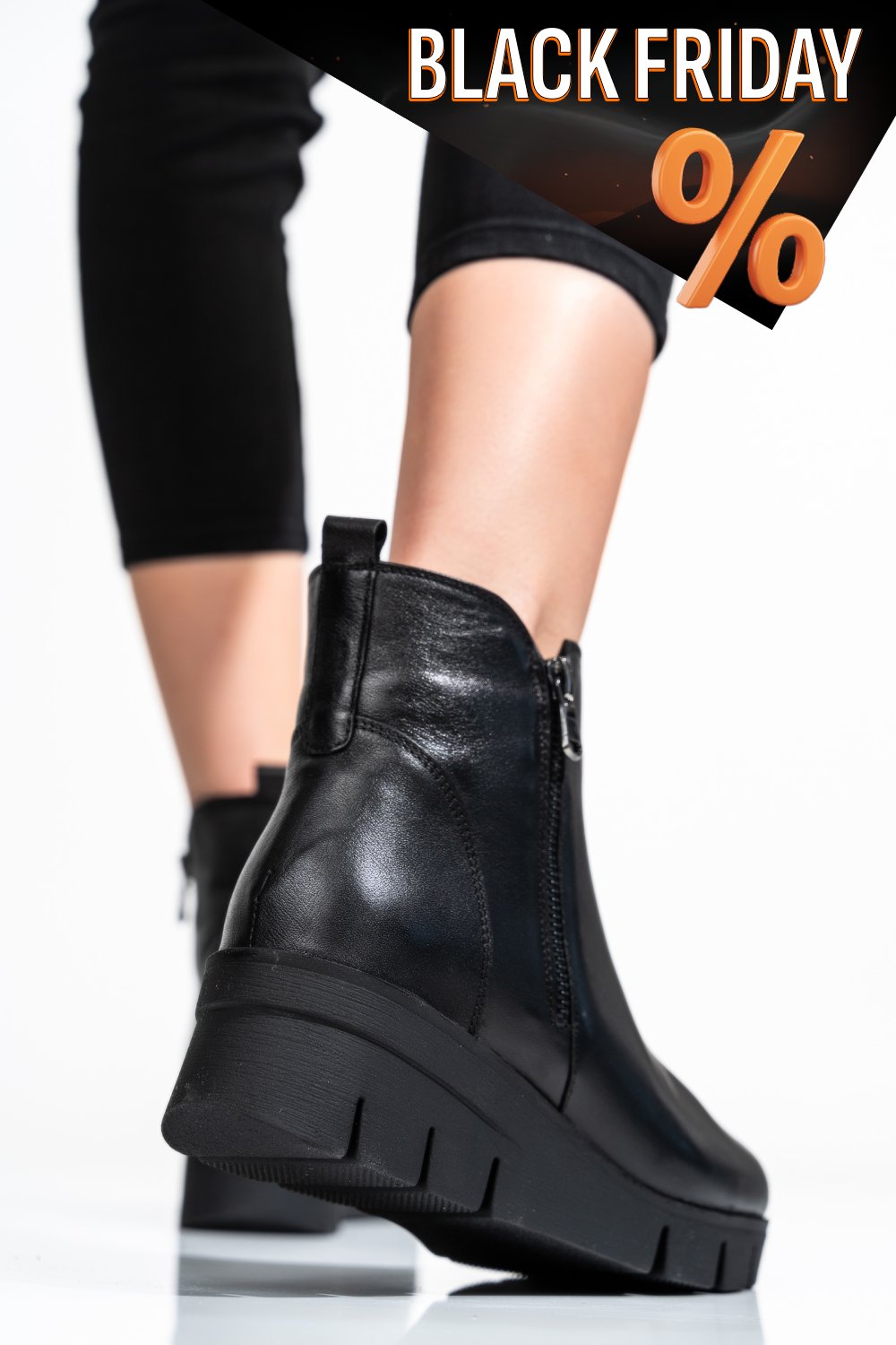 Fekete természetes bőr bakancs 2s7h32-023np