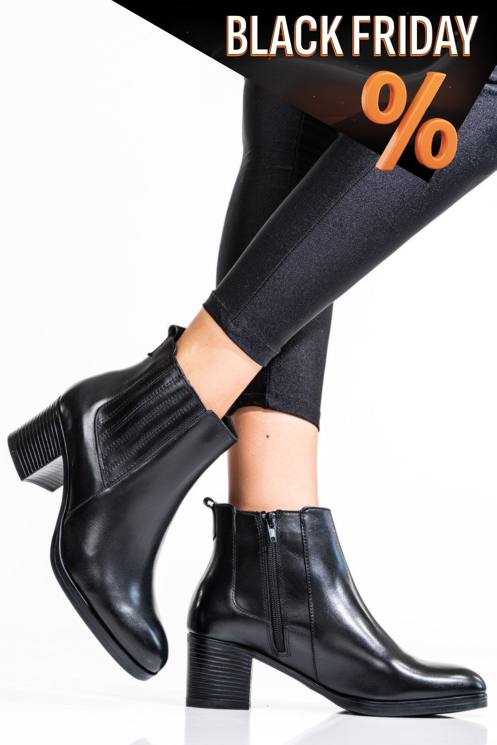Fekete természetes bőr bokacsizma ws7hh70h13
