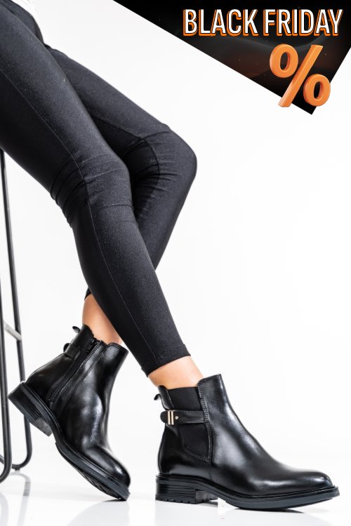 Fekete természetes bőr bakancs ws7hh66h10