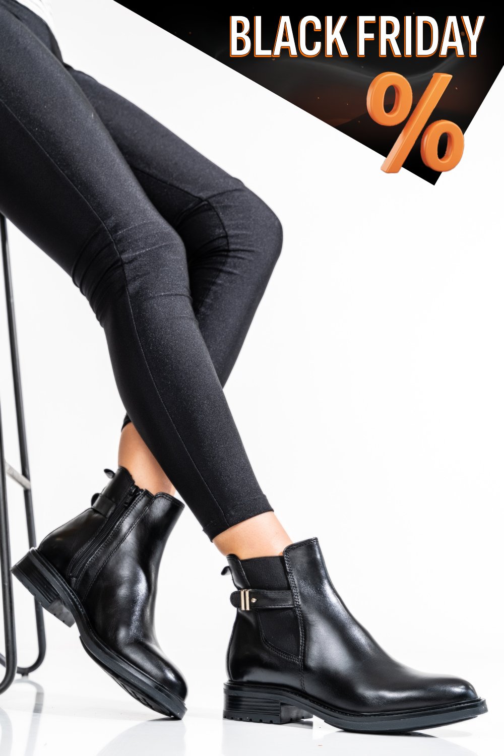 Fekete természetes bőr bakancs ws7hh66h10