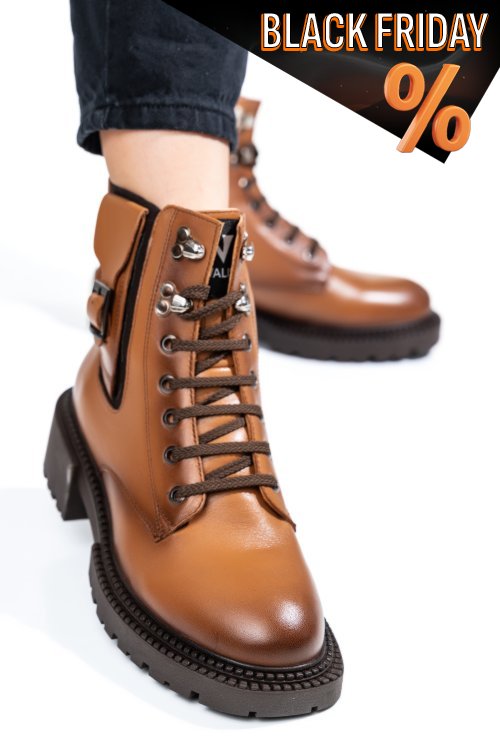 Barna természetes bőr bakancs 3s7h89