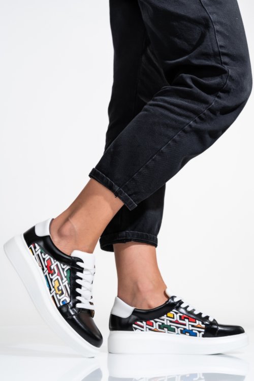 Fekete természetes bőr sport cipők 3s7h000