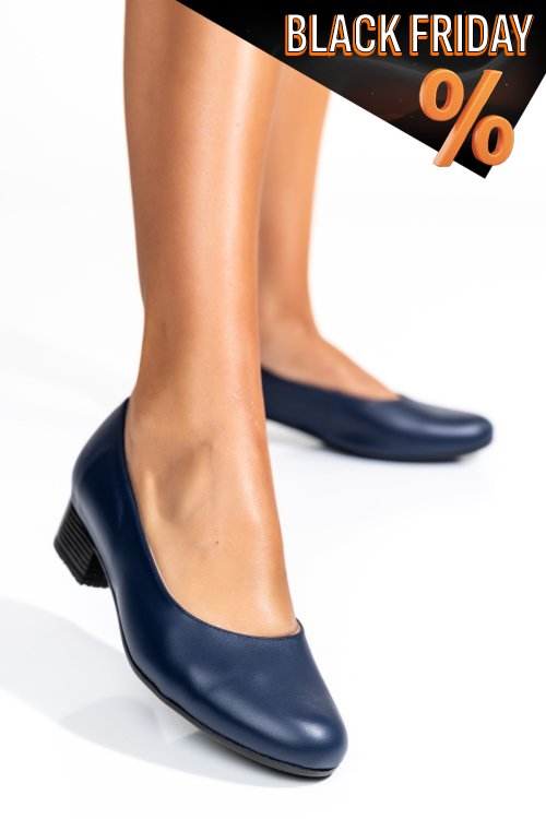 Tengerészkék természetes bőr magassarkú cipők 2s7h040