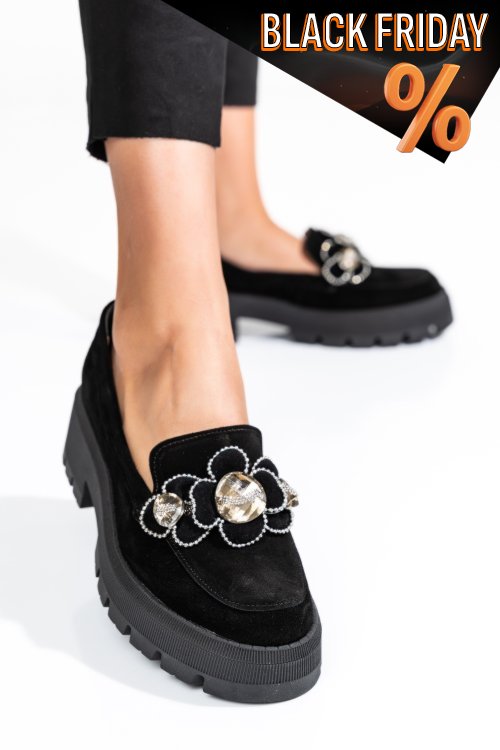 Fekete fordított bőr alkalmi cipők 2s7h23