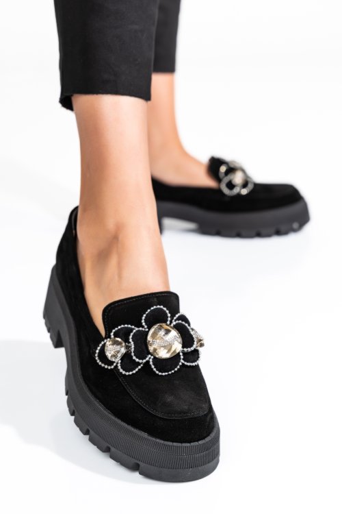 Fekete fordított bőr alkalmi cipők 2s7h23