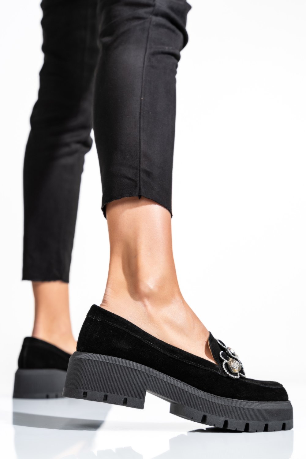 Fekete fordított bőr alkalmi cipők 2s7h23