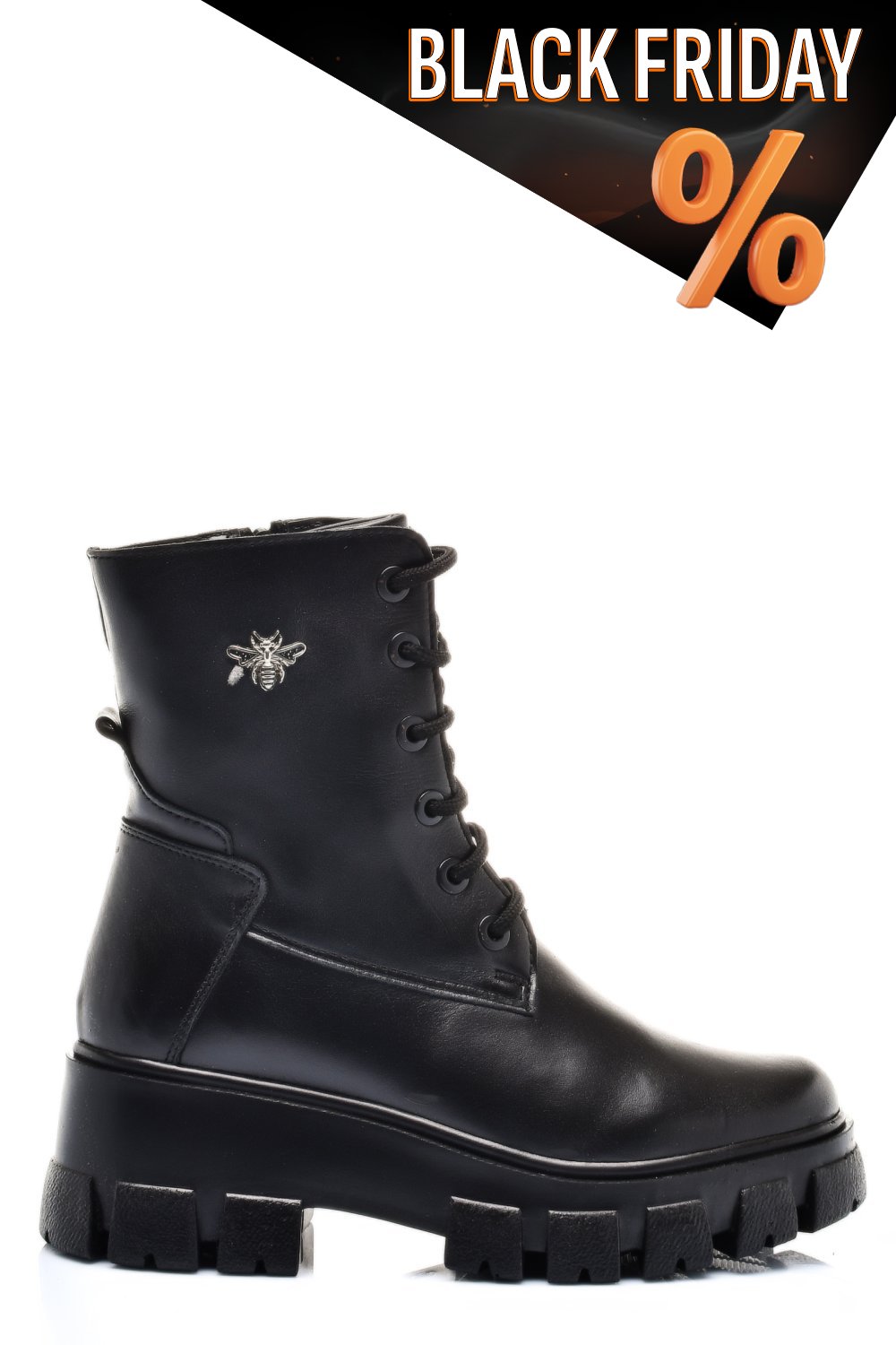 Fekete természetes bőr bakancs 9s7h52