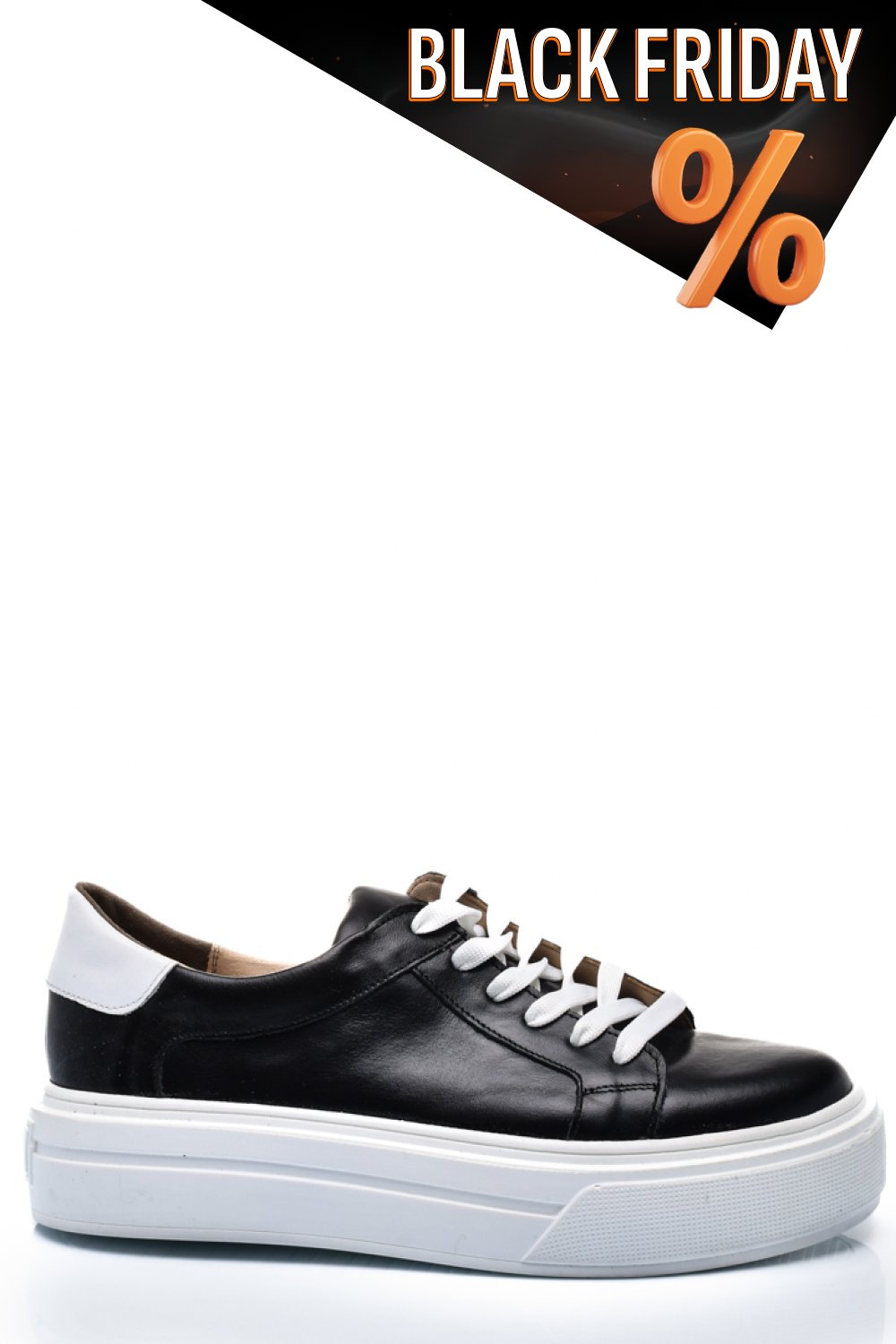 Fekete természetes bőr sport cipők 3s7h000