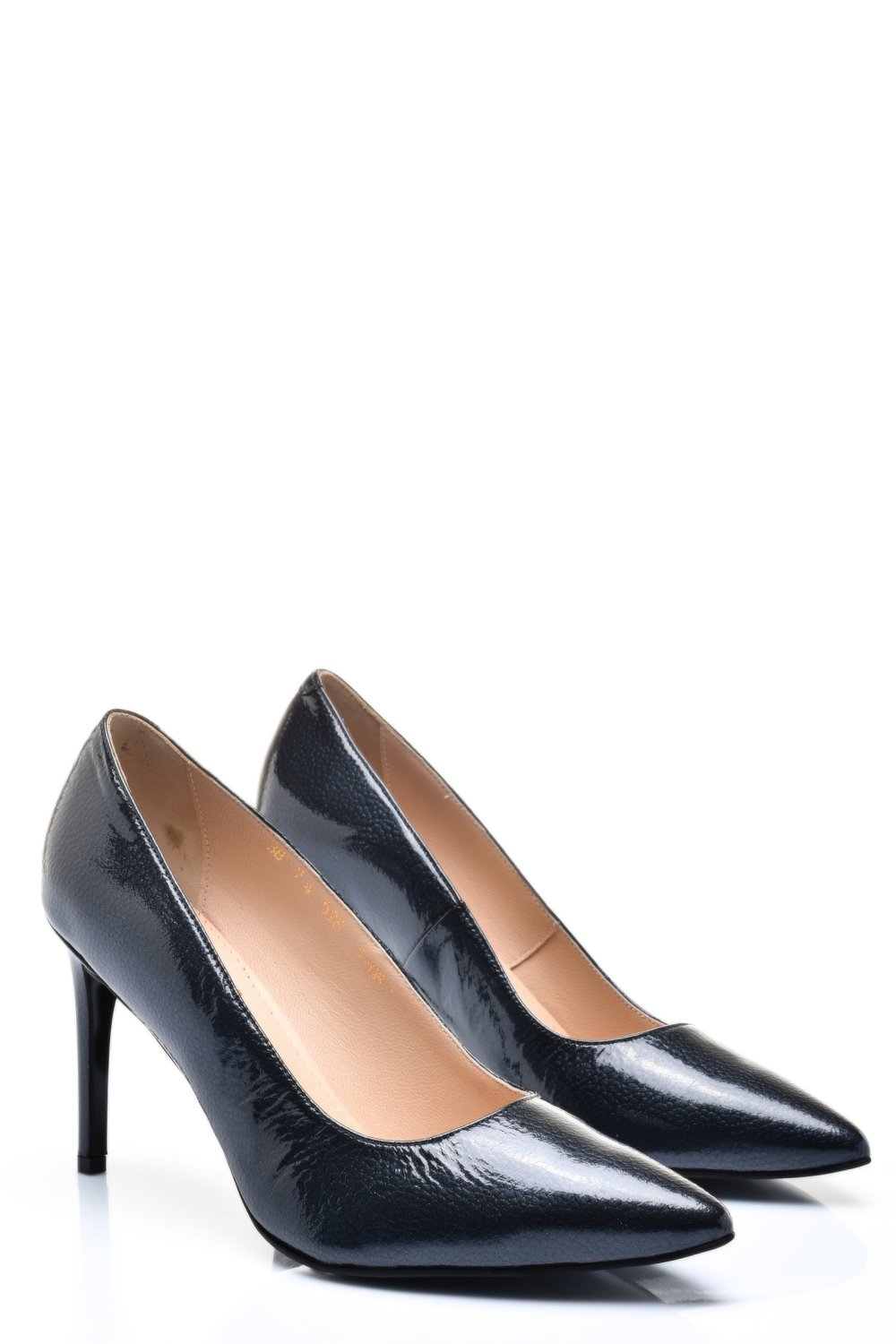 Tengerészkék természetes lakkozott bőr magassarkú cipők 1s7h206