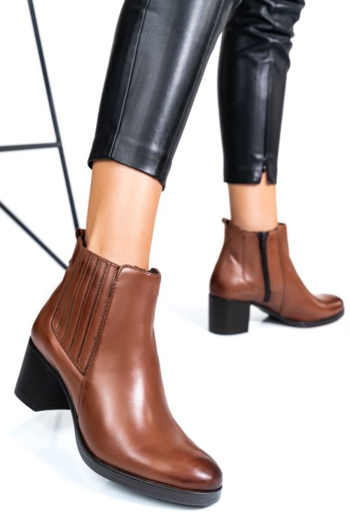 Barna természetes bőr bokacsizma ws7hh-114h54