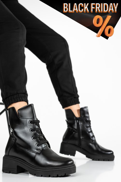 Fekete természetes bőr bakancs 9s7h48