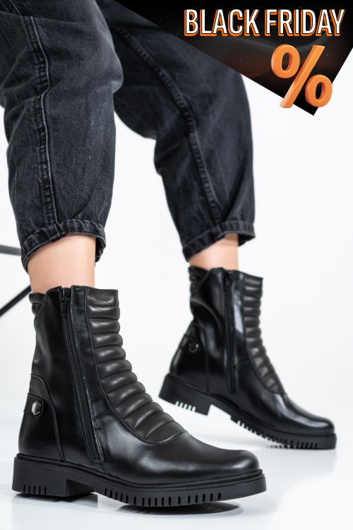 Fekete természetes bőr bakancs 9s7h53