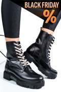 Fekete természetes bőr bakancs 1s7h31