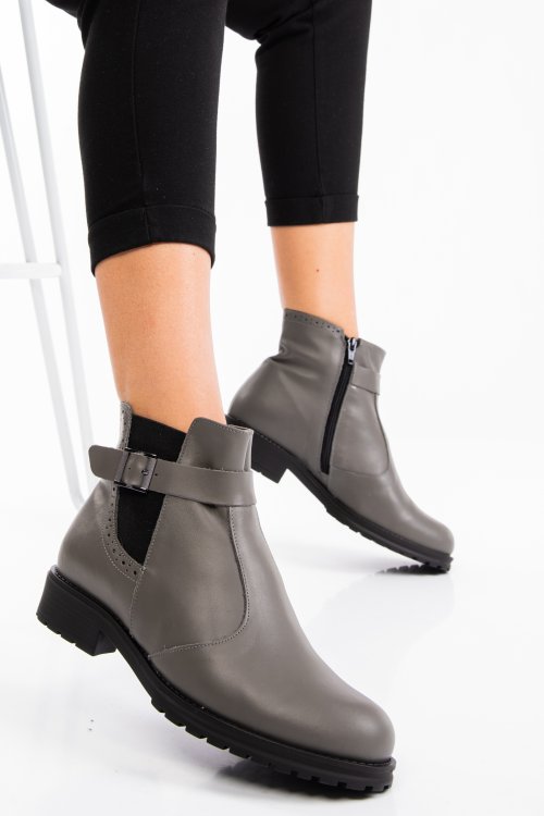 Szürke természetes bőr bakancs 0s7h82