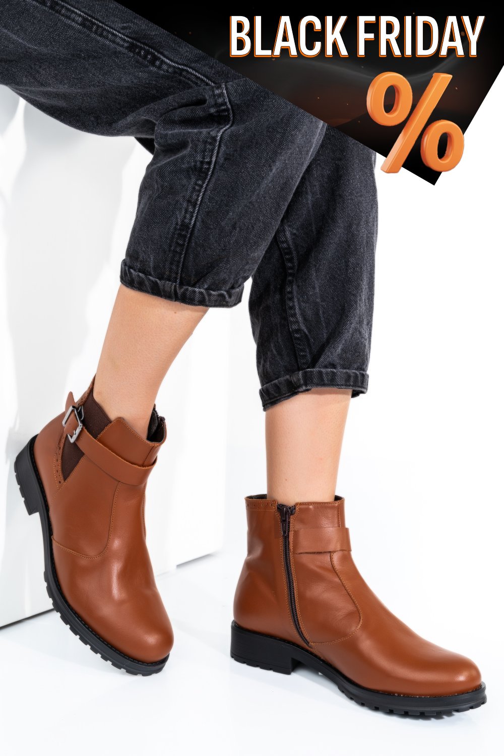 Barna természetes bőr bakancs 0s7h82