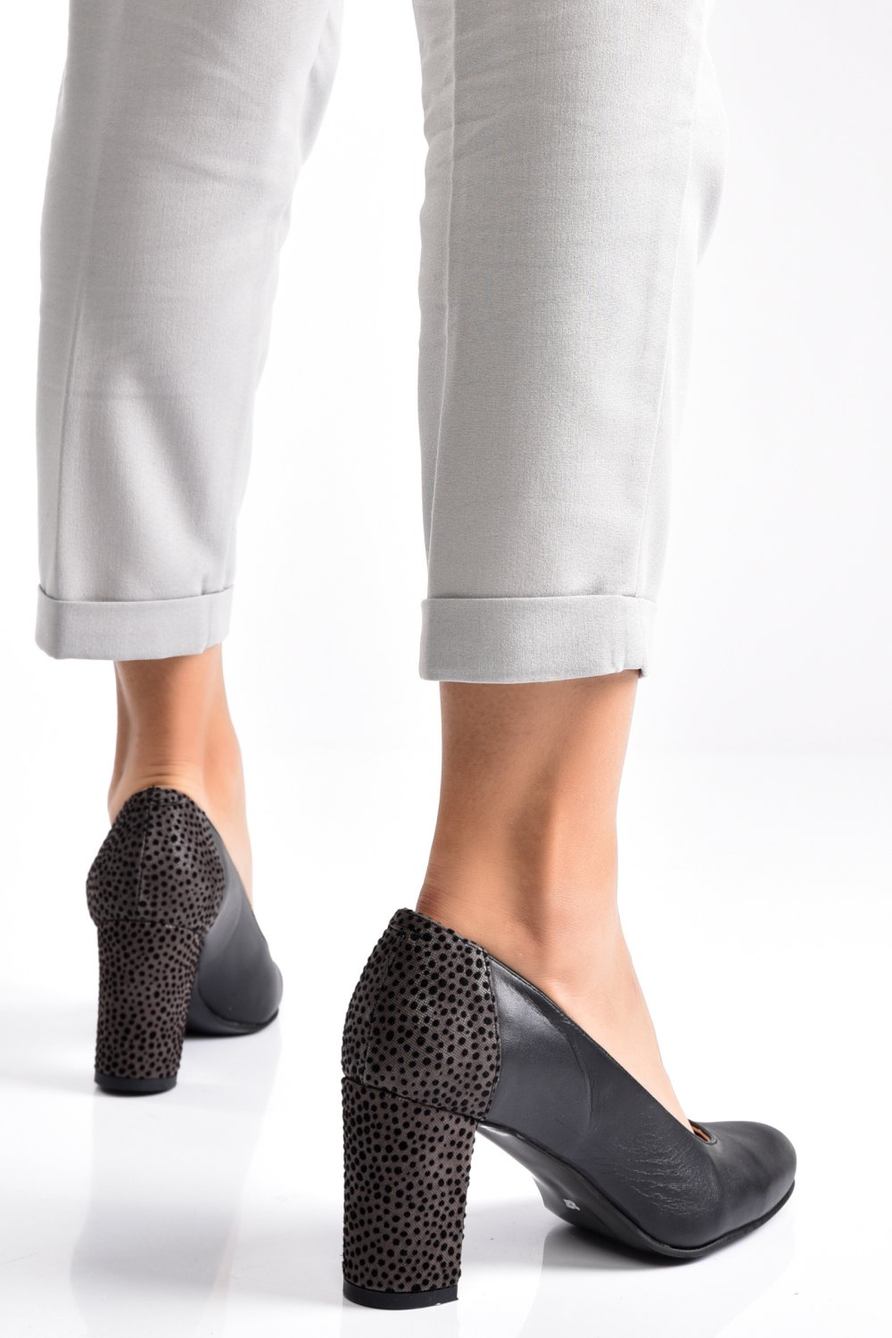 Fekete természetes bőr magassarkú cipők 1s7h722