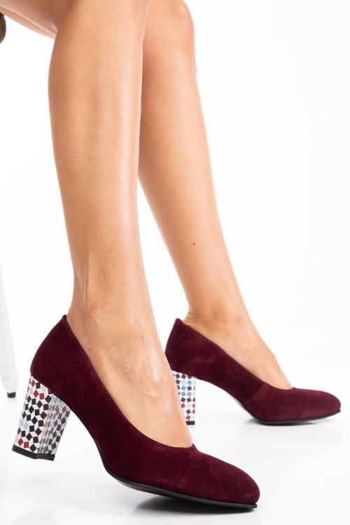 Bordó természetes bőr magassarkú cipők 3s7h015