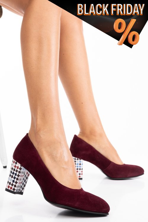 Bordó természetes bőr magassarkú cipők 3s7h015