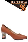 Barna természetes bőr magassarkú cipők 3s7h015