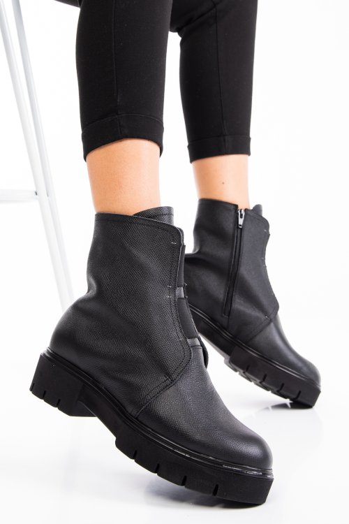 Fekete természetes bőr bakancs 1s7h70