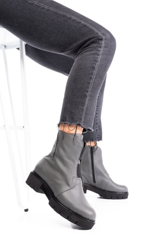 Szürke természetes bőr bakancs 1s7h70-imb