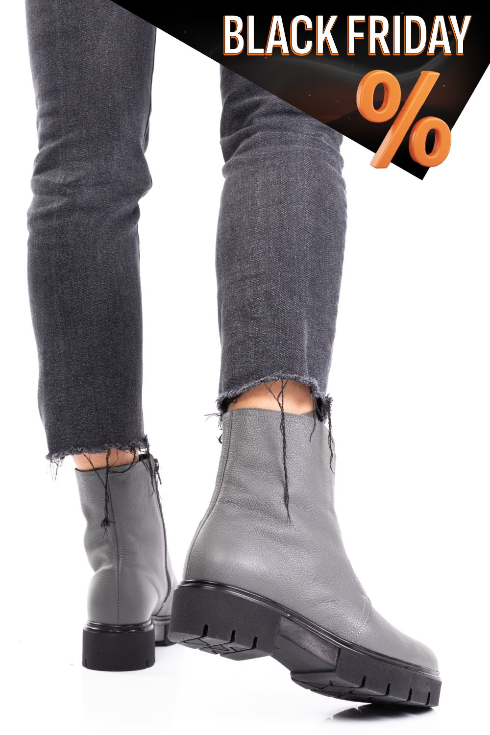 Szürke természetes bőr bakancs 1s7h70-imb