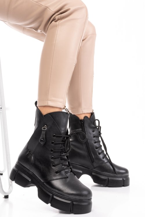 Fekete természetes bőr bakancs 9s7h63-a