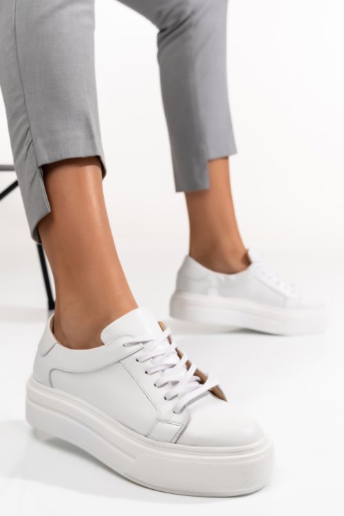 Fehér természetes bőr sport cipők 3s7h001