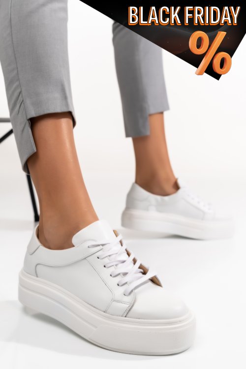 Fehér természetes bőr sport cipők 3s7h001