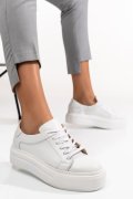 Fehér természetes bőr sport cipők 3s7h001