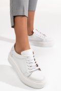 Fehér természetes bőr sport cipők 3s7h001