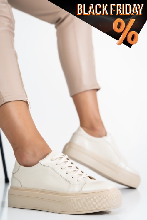 Bézs természetes bőr sport cipők 3s7h001