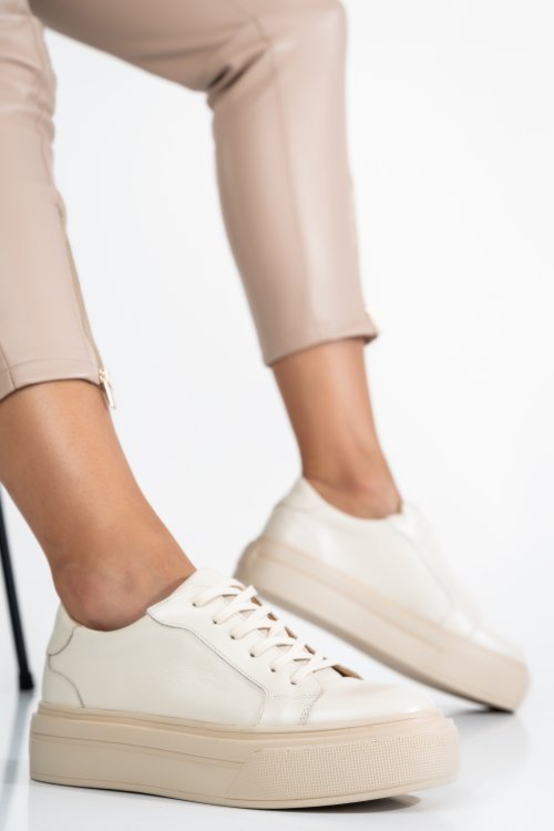 Bézs természetes bőr sport cipők 3s7h001