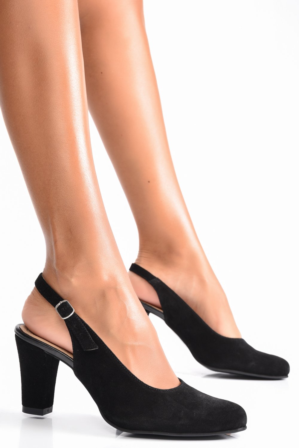 Fekete fordított bőr magassarkú cipők 1s7h771