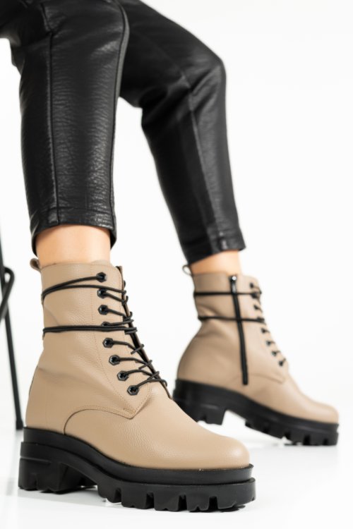 Bézs természetes bőr bakancs 1s7h80