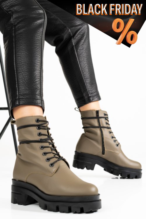 Zöld természetes bőr bakancs 1s7h80