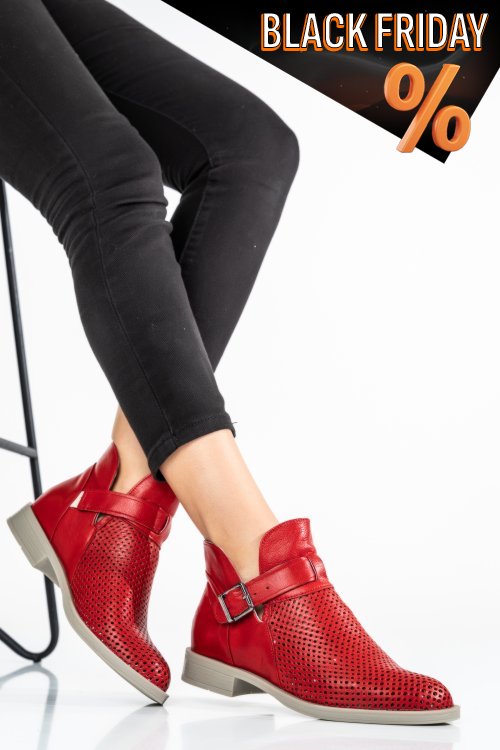 Piros természetes bőr bakancs 2s7h21817np