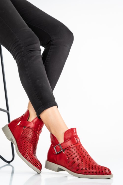 Piros természetes bőr bakancs 2s7h21817np