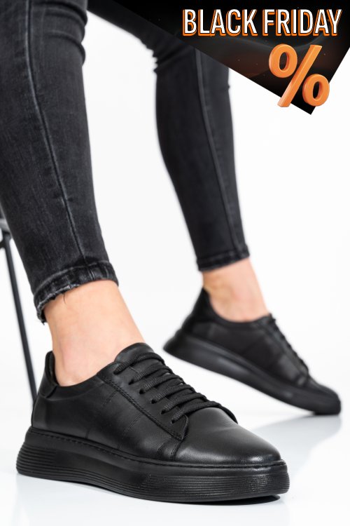 Fekete természetes bőr sport cipők 7s7h206