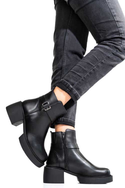 Fekete természetes bőr bokacsizma 3s7h94