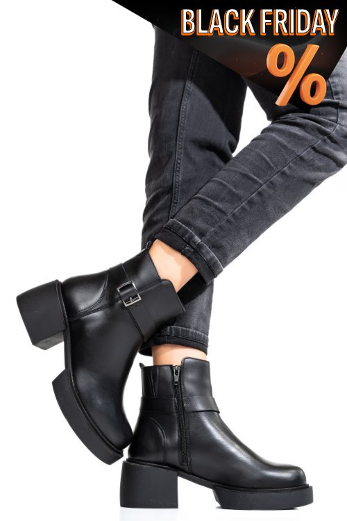 Fekete természetes bőr bokacsizma 3s7h94