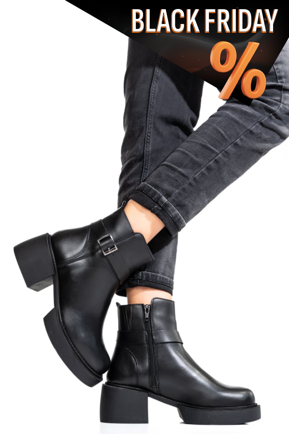 Fekete természetes bőr bokacsizma 3s7h94