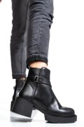 Fekete természetes bőr bokacsizma 3s7h94