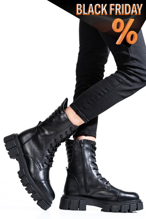 Fekete természetes bőr bakancs 2s7h32-048np