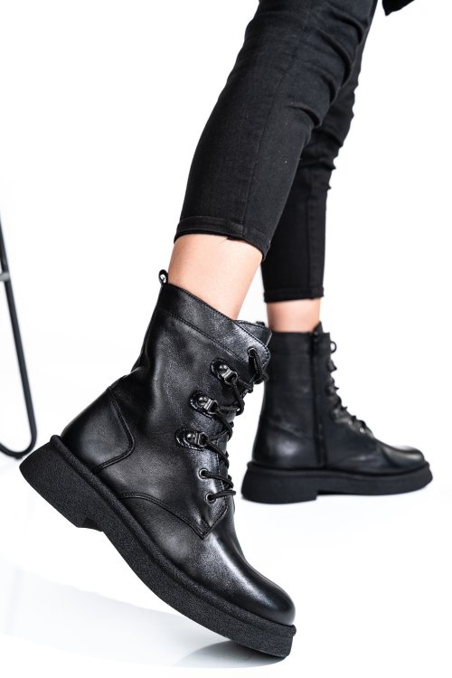 Fekete természetes bőr bakancs 2s7h32-050np